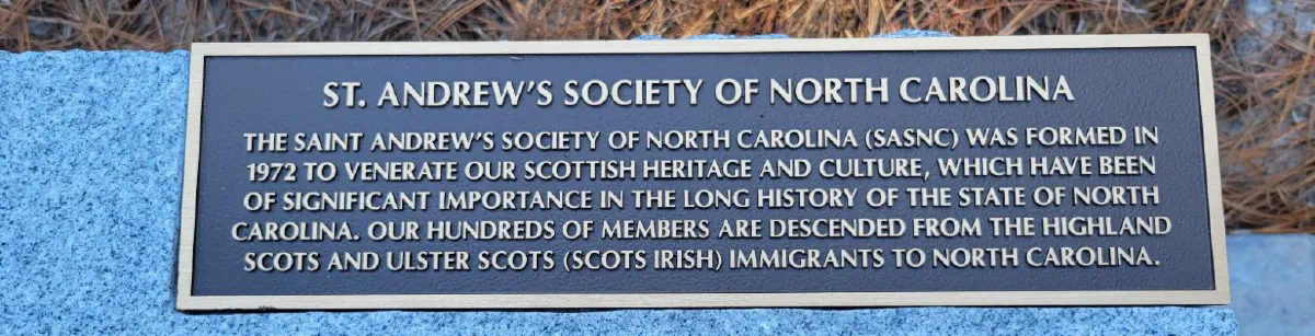 St. Andrew's Society of North Carolina plaque